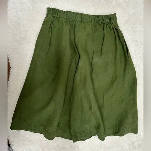 Bermuda Green 100% linen high waisted culottes  shorts size medium