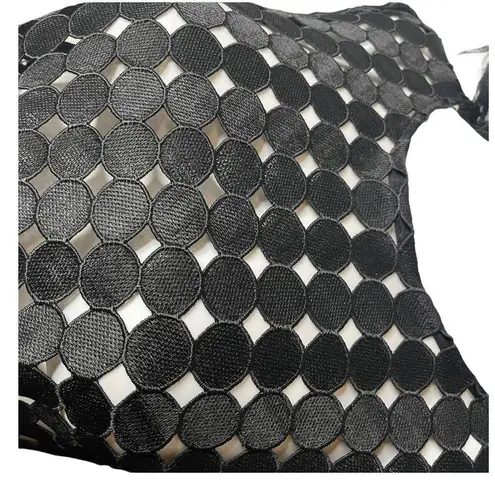 Alexis See Through Crop Top Women Size L Black Long Sleeve Laser Cut Out