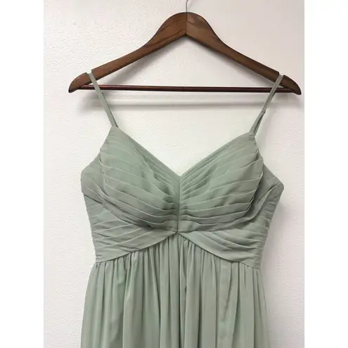 Azazie Alia A-Line Pleated Chiffon Dress in Dusty Sage Size A8