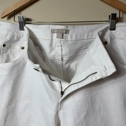 Woman Within White Denim Knee Length Pants Shorts SZ 18W Stretch Casual Vacation