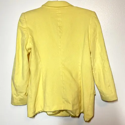 VTG Escada Blazer Coat Rabbit Fur Angora Collared Double Breasted Yellow 40 M Size M