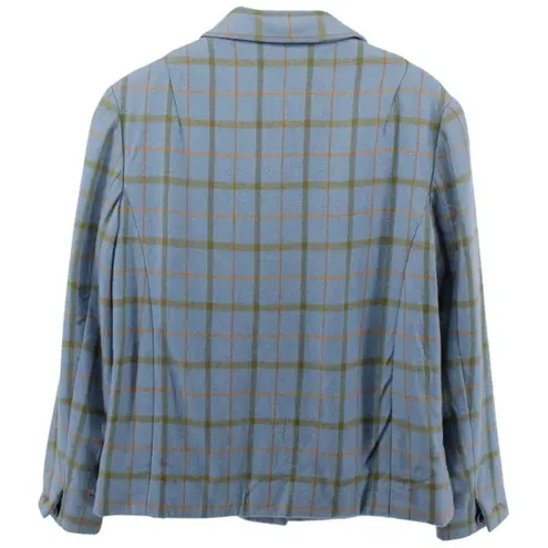 Vintage Vogue Paris Original Retro Plaid Women's Relaxed Suit Jacket Career M/L Blue Size M