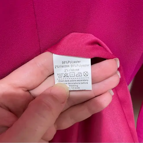 Grace Karin Chiffon Dress Flutter Sleeve Party Wedding Cocktail Hot Pink Size 14