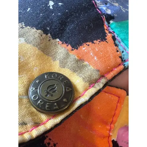 Vintage 80s 90s Olympic Korea Reversible colorful abstract paint Jacket Small