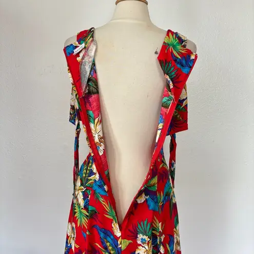 Style My Way Vintage Red and Green Tie Front Mini Dress