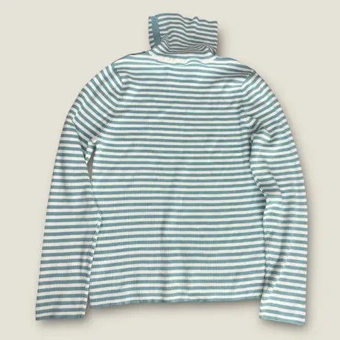 Y2k Polo Jeans Co by Ralph Lauren Blue White Striped Knit Turtleneck Size XL