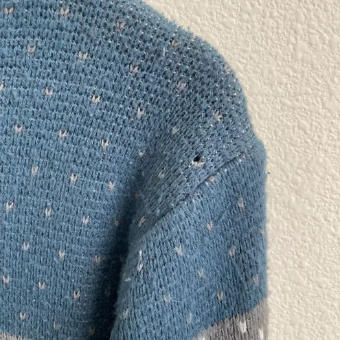 Vintage 90s Coogi Vibes Blue Grey Fair Isle Holiday Grandpa Chunky Sweater Size M