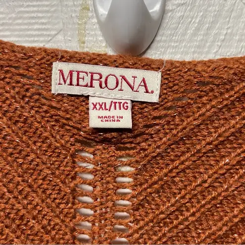 Merona  rust orange brown knit V neck pullover sweater top sz XXL