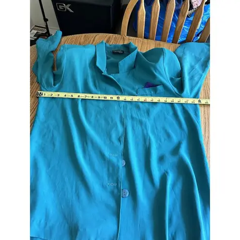 Vintage 90s Two Piece Lifestyle Green Pant And Jacket Set Open Front Shoulderpad Size 14