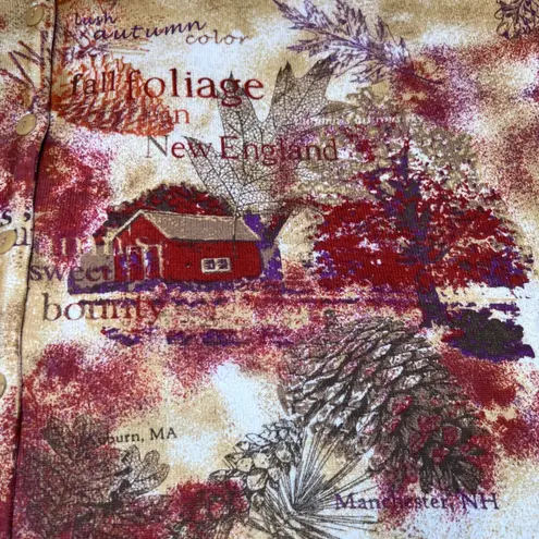 CJ Banks Fall Foliage Print Button Front Cardigan Sweater Womens 3X Autumn Leaf Tan