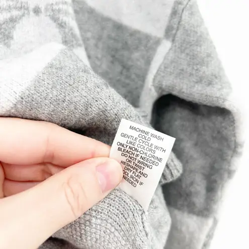 Sincerely Jules Womens Fall Bow Checkered Crewneck Knit Sweater Size L Gray Size L - Image 7