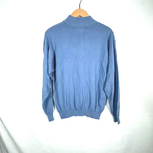 Carroll Reed Womens Blue Mock Neck Cotton Knit Sweater Pullover Sz L Size L