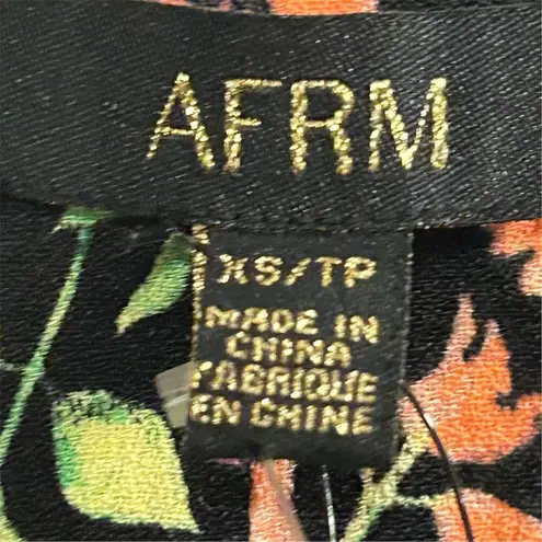 AFRM Women's XS Floral Blouse with Ruffle Accents Long Sleeve Pink