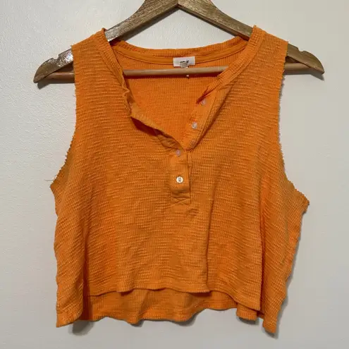 Aerie  Sunspun Waffle Cropped Tank Top Size Medium Orange Beach Summer Boho