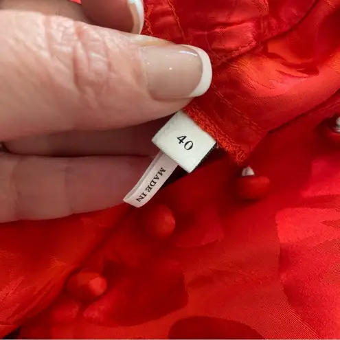 Sandro Azelie Silk-blend Red Satin-Jacquard Mini Dress