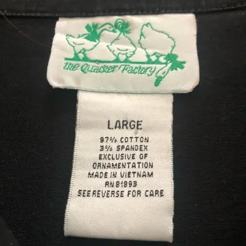 Quacker Factory Denim Stretch Jacket L Rhinestone Butterflies Casual Wardrobe