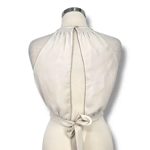 Wilfred Aritzia Patrice Halter Cut Out Tie Back Crop Top Ivory Size Small White