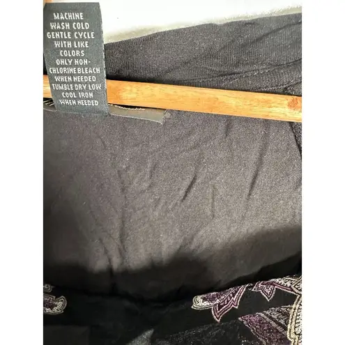 INC Vintage Medium Top Blouse Womens Y2K 90s Black Purple Stretch Sexy Femme