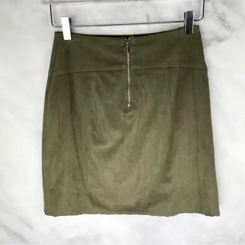 Bebe NWT  Vera Vegan Suede High Waisted Faux Wrap Mini Skirt Green Y2K Party 2