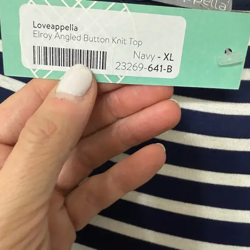 Loveappella Navy and White Striped Long Sleeve Top NWT