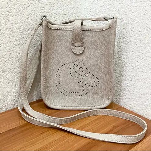 BARBAROSSA Neutral Stone Perforated Horse Design Poly/PVC Crossbody Bag