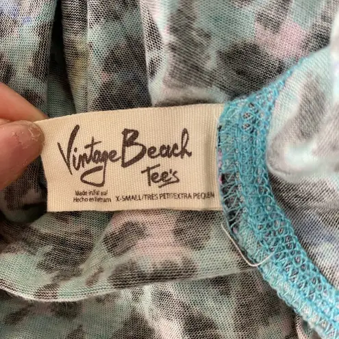 Vintage Beach Tees sz XS blue pink cheetah print 100% cotton mini dress