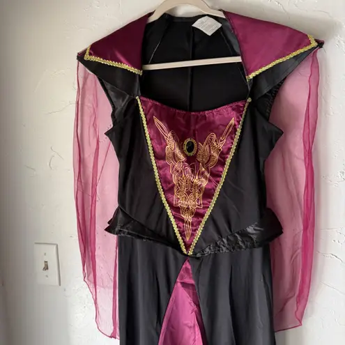 Womens Villain Evil Queen Princess Costume Dress Cape Halloween Cosplay Small Black