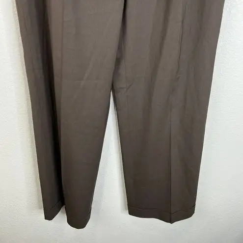 Lafayette 148  Womens Wide Leg Dress Pants Size 4 Brown Pleated Virgin Wool