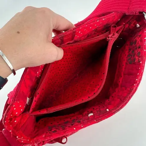 Donna Sharp Floral Polka Dot Leopard Red Adjustable Crossbody Purse Bag