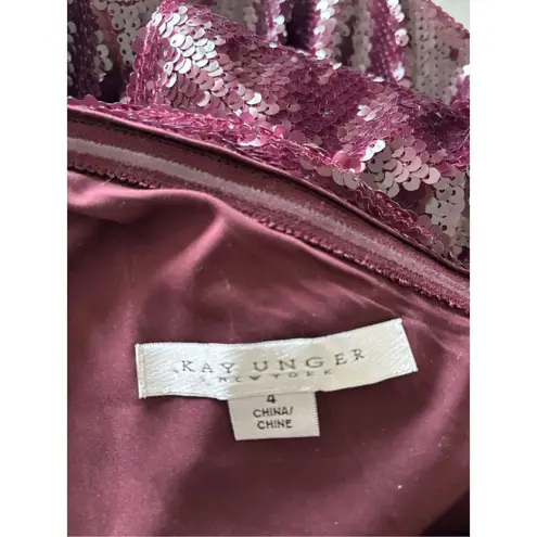 Kay Unger Alexia One Shoulder Sequin Midi Dress Oxblood Womens Size 4 Evening