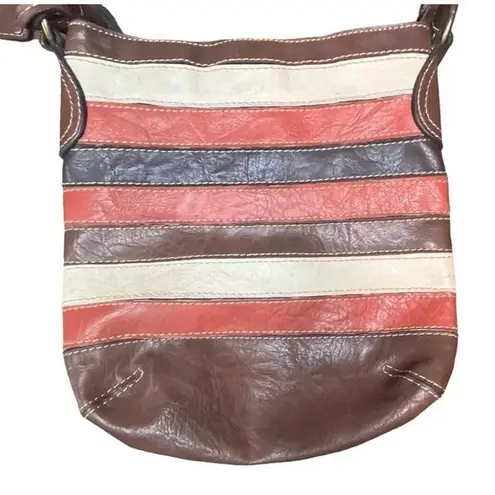 LIZ & CO. LIZ CLAIBORNE SLOUCHY BOHO STRIPED CROSSBODY BAG PURSE Brown