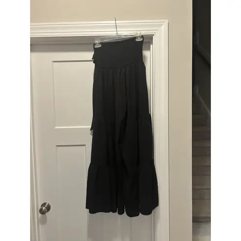 SheIn  Black Wide Leg Pants High Rise Tiered Ruffle Size 6 Flowy Elastic Waist thumbnail 5