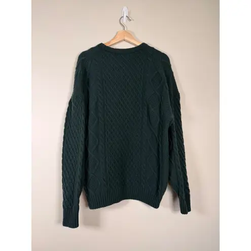 Aritzia Sunday Best Peggy Cable Knit Sweater Dark Green Crew Neck Long Sleeve S