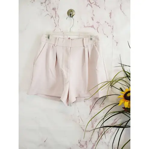 BCBGMAXAZRIA  Light Pink High-Waisted Paperbag Pleated Belted Shorts Size Small