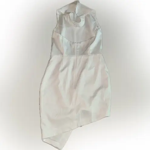 Elliatt NEW Camo ASYMMETRIC White Ivory SATIN Halter DRAPED Cocktail Dress sz M