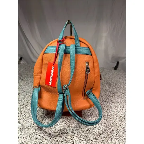 Montana West Orange Faux Leather Backpack Purse Unisex Adjustable Straps