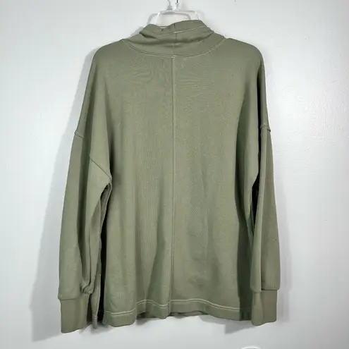 Free Assembly Knit Funnel Neck Sage Green Pullover Sweatshirt Patch Pocket L