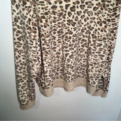 Honeydew Velour Sweatshirt Natural Leopard Tan Size XL