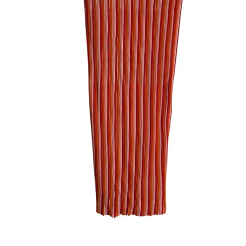 AMUR Valena Red Orange Pink Striped Knit Halter Neck Sleeveless Midi Dress Small