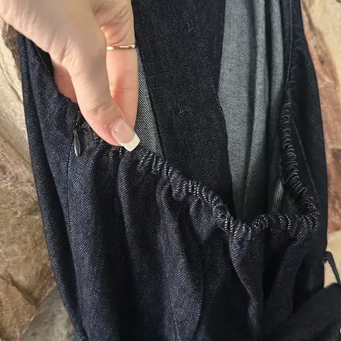 Commense Denim Belted Halter Neck Midi Dress size small Blue