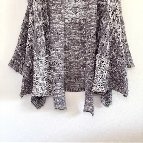 Anthropologie Moth Lavena Pointelle Vest Womens XS Gray Draped Crochet Cardigan