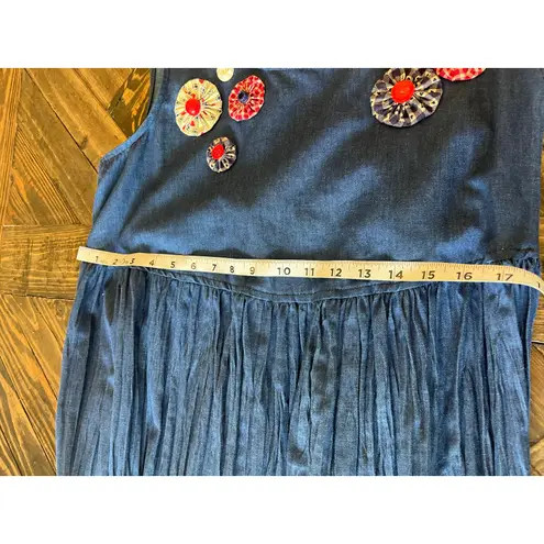 Western Designs Cowgirl Dress Women Medium Granny Rodeo Cottage Adjustable Notes Blue