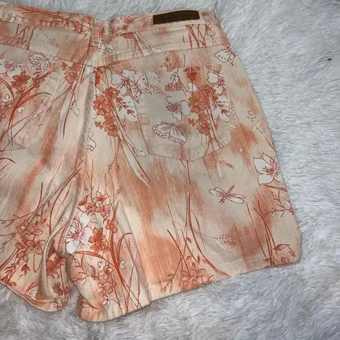 Bill Blass  Vintage Orange Floral Butterfly Print 90’s Mom Short size 14 Western