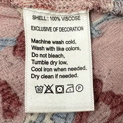 Calligraphie Boho Floral Smoked Romantic Long Sleeves Top Pink Size M