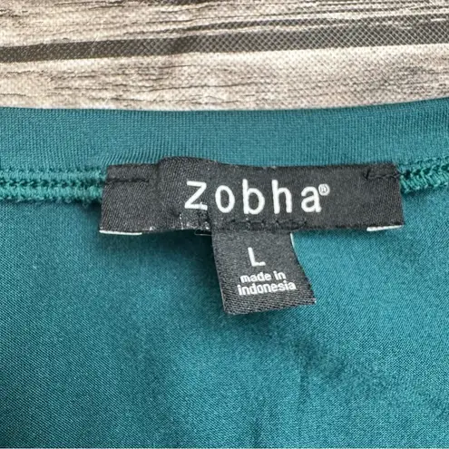Zobha Women's Twist Front Long Sleeve Athletic Tee T Shirt Dark Teal L LG Large