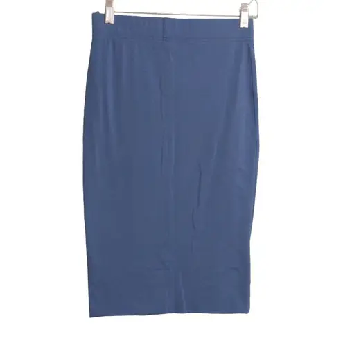 Peruvian Connection Womens Pencil Skirt Blue Knee Length Stretch Cotton Blend S