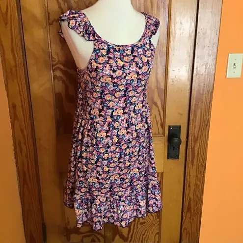 Bright Floral Feminine Ruffled Sun Dress Size XS