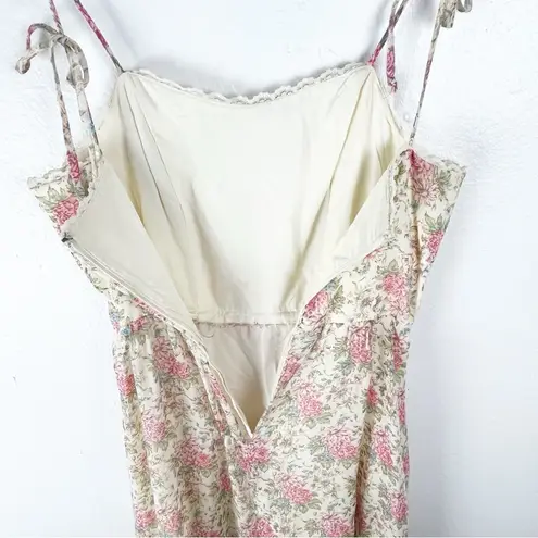 Floral Lace Trim Tie Should Straps Back Zipper Maxi Dress 7/8