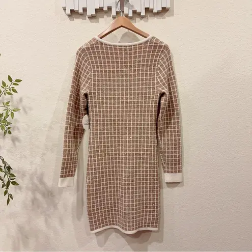 Lost + Wander Camille Tweed Mini Sequin Sweater Mini Dress in Gold OS NWT