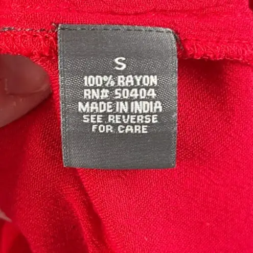 Neiman Marcus Red Oversized Boho Peasant Style Blouse, Small